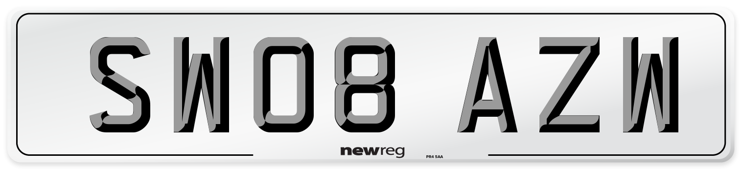 SW08 AZW Number Plate from New Reg